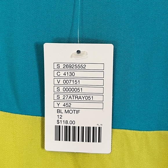 Maeve Colorblock Dress Teal Yellow Blue Tunic Size 12 NWT Made USA 27ATRAY051 - Picture 4 of 7